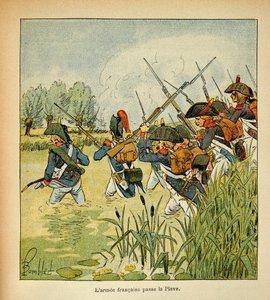 由Bombled Louis（1862-1927）创作的插图，出自Emmanuel de Las Cases伯爵（1766-1842）的《圣赫勒拿的纪念》一书。法国军队在意大利战役中通过皮亚韦河，私人收藏 作者 路易斯·查尔斯·邦布尔