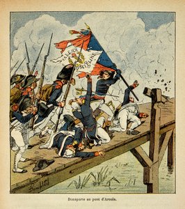 由Bombled Louis（1862-1927）创作的插图，出自Emmanuel de Las Cases伯爵（1766-1842）的《圣海伦纪念碑》一书。波拿巴在阿尔科勒桥上，私人收藏 作者 路易斯·查尔斯·邦布尔