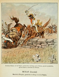 埃马纽埃尔-德-拉斯-库斯伯爵（1766-1842）所著的《圣赫勒拿纪念》一书中的路易炸弹插图（1862-1927）。约阿希姆-缪拉（1767-1815）充电，私人收藏 作者 路易斯·查尔斯·邦布尔