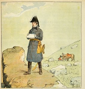 埃马纽埃尔-德-拉斯-库斯伯爵（1766-1842）所著的《圣赫勒拿纪念》一书中的路易炸弹的插图（1862-1927）。洛朗-德-古维昂-圣西尔马雷切尔的肖像（1764-1830） 私人收藏 作者 路易斯·查尔斯·邦布尔