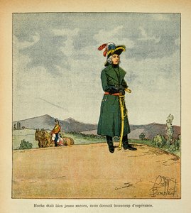 埃马纽埃尔-德-拉斯-库斯伯爵（1766-1842）所著的《圣赫勒拿纪念》一书中的路易炸弹人（1862-1927）插图。路易斯-拉扎尔-霍什将军（1768-1797）的肖像，私人收藏 作者 路易斯·查尔斯·邦布尔