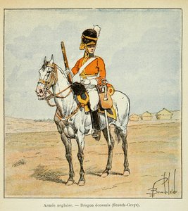 埃马纽埃尔·德·拉斯·凯斯伯爵 (1766-1842) 所著的《圣海伦纪念碑》一书中的炸毁路易斯 (1862-1927) 插图：英国军队：苏格兰龙（苏格兰灰），私人收藏 作者 路易斯·查尔斯·邦布尔