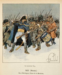 埃马纽埃尔-德-拉斯-库斯伯爵（1766-1842）所著的《圣赫勒拿纪念》一书中的路易炸弹（1862-1927）插图。米歇尔-内伊（Marechal Michel Ney）（1769-1815）的肖像，埃尔钦根公爵，莫斯科王子，在俄罗斯撤退期间，私人收藏馆 作者 路易斯·查尔斯·邦布尔