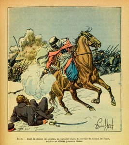 被称为Grenest的Eugene Sergeant的东部军团，由Louis Bombled（1862-1927）绘制（法德战争；1870-1871年的战役）。1871年1月，一个为德-维泽上校服务的黑人骑手完成了一个普鲁士军官的负伤，收藏Pa 作者 路易斯·查尔斯·邦布尔