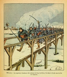 被称为Grenest的Eugene Sergeant的东部军团，由Louis Bombled（1862-1927）绘制（法德战争；1870-1871年的战役）。1871年1月，Hericourt，Grosliers上尉和Puy de Dome的动机在敌人的炮火下穿越Doubs, Privat 作者 路易斯·查尔斯·邦布尔