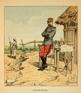 马达加斯加的战争--1885-1895年法国远征的轶事史》，作者亨利-加利（Henri Galli dit Galllichet）（1854-1922），由路易斯-邦布雷（Louis Bombled）（1862-1927）绘制。梅青格将军1895年在马达加斯加的画像，私人收藏 作者 路易斯·查尔斯·邦布尔