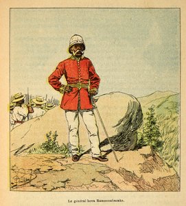 马达加斯加的战争--1885-1895年法国远征的轶事史》，作者亨利-加利（Henri Galli dit Galllichet）（1854-1922），由路易斯-邦布尔德（Louis Bombled）（1862-1927）插图。霍瓦-拉马松巴扎哈将军的画像，私人收藏 作者 路易斯·查尔斯·邦布尔