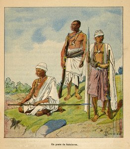 马达加斯加的战争--1885-1895年法国远征的轶事史》，作者亨利-加利（Henri Galli dit Galllichet）（1854-1922），由路易斯-邦布尔德（Louis Bombled）（1862-1927）插图。萨卡拉瓦战士，私人收藏 作者 路易斯·查尔斯·邦布尔