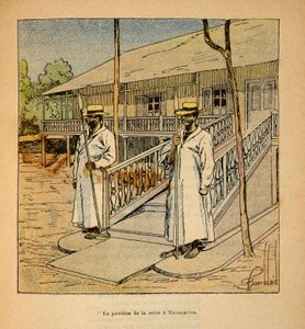 马达加斯加的战争--1885-1895年法国远征的轶事史》，作者亨利-加利（Henri Galli dit Galllichet）（1854-1922），由路易斯-邦布尔（Louis Bombled）（1862-1927）绘制。1895年在塔纳纳里夫的拉纳瓦罗纳女王亭，私人收藏。 作者 路易斯·查尔斯·邦布尔