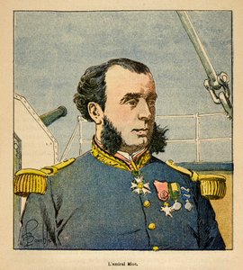 The War in Madagascar-Anecdotal History of the French Expeditions of 1885-1895 by Henri Galli dit Galllichet (1854-1922), illustrated by Louis Bombled (1862-1927): Portrait of Admiral Paul Emile Miot (1827-1900), Private Collection 作者 路易斯·查尔斯·邦布尔