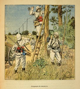 马达加斯加的战争--1885-1895年法国远征的轶事史，作者是亨利-加利（Henri Galli dit Galllichet）（1854-1922），由路易斯-邦布雷（Louis Bombled）（1862-1927）插图。1895年马达加斯加的军队实施战役电报，私人领地 作者 路易斯·查尔斯·邦布尔