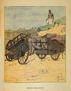 马达加斯加的战争--1885-1895年法国远征的轶事史，作者是亨利-加利（Henri Galli dit Galllichet）（1854-1922），由路易斯-邦布尔（Louis Bombled）（1862-1927）插图。Lefebvre用于供应部队的汽车车队，私人收藏 作者 路易斯·查尔斯·邦布尔