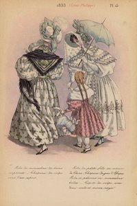 法国时尚：1833 年，路易-菲利普（彩色石版画） 作者 路易斯·科拉斯