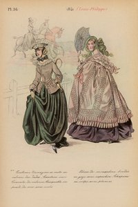 法国时尚：1841 年，路易-菲利普（彩色石版画） 作者 路易斯·科拉斯