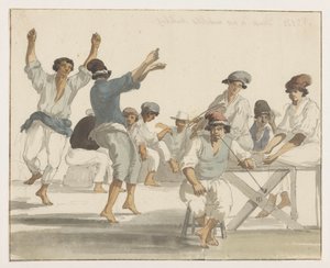Dansende maltezer matrozen
Dansse de nos Matelots Maltois（物上标题）
Voyage en Italie, en Sicile et à Malte - 1778（系列标题） 作者 路易斯·杜克罗斯
