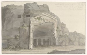 锡拉丘兹附近的多立克风格的坟墓，其正面切入岩石中 Voyage en Italie, en Sicile et à Malte - 1778（系列标题）