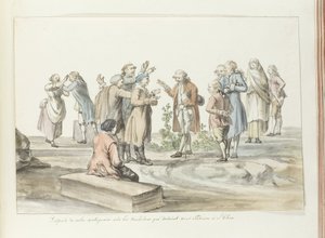 旅游公司导游与前往埃特纳的骡夫之间的谈判
Dispute de notre antiquaire avec les muletiers qui devaient nous conduire à L