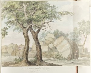 Ruïne van Zeus Olympus tempel in oude Agrigento
奥林匹亚朱庇特神庙遗址初见（标题见实物）
意大利、西西里岛和马耳他之旅 - 1778 年（系列标题） 作者 路易斯·杜克罗斯
