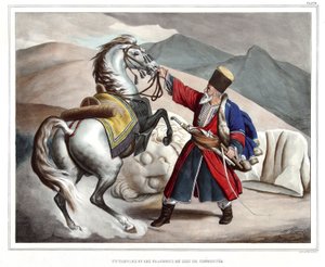 A tartare and fragments of the lion of Cheronnee. in “” Journey to Athenes and Constantinople, or collection of Greek and Ottoman portraits, views and costumes, painted on places of nature, lithographs and colories by Louis Dupre (1789-1837), pupil of Davi 作者 路易斯杜普雷