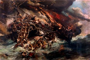 Louis Eugene Isabey (1803-1886) 画作“奥地利”蒸汽船的火 19 世纪巴黎，海洋博物馆