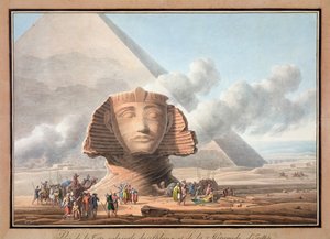 狮身人面像的头部和卡夫雷金字塔的景观，埃及吉萨，约1790年