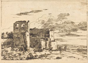 河岸边的废旧建筑
