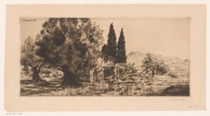 Gezicht op Les Lecques te Saint-Cyr-sur-Mer
Les Lecques 1918 年 7 月（标题见实物） 作者 Louis Godefroy（艺术家签名）