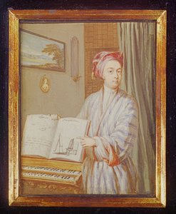 布鲁克泰勒（1685-1731）1720的肖像（在卡片上放置的牛皮纸上的身体颜色）
