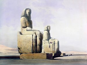 梅姆农神像的细节，底比斯，埃及，1838年12月4日 1846年 作者 路易斯·哈格