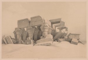 埃及和努比亚：第1卷-第1号，第2号，考姆翁布神庙门廊的遗迹，1838年。 作者 路易斯·哈格