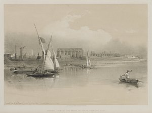 埃及和努比亚，第一卷：卢克索遗址全景，尼罗河，1846年。 作者 路易斯·哈格