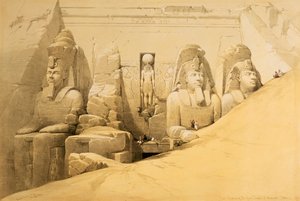 努比亚阿布辛贝勒大庙的正面立面》，埃及，1849年 作者 路易斯·哈格