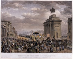 惠灵顿公爵（1769-1852）葬礼车1852年11月18日1852年在Apsley House通过拱门 作者 路易斯·哈格
