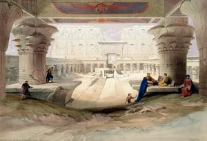 上埃及埃德福神庙门廊下的风景》，1846年 作者 路易斯·哈格