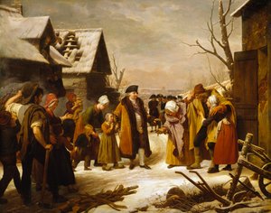 路易十六在1788年冬季向凡尔赛的穷人发放救济金