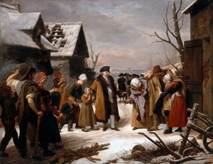 路易十六在1788年冬季向凡尔赛贫民分发施舍 作者 路易丝·玛丽·珍妮·赫森特
