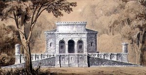 帝国宪兵队的景色，约1825年（纸上水墨笔）。 作者 路易斯·希波利特·勒巴斯