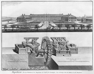 一个造纸厂，由Denis Diderot（1713-84）的&39;Encyclopedie des Sciences et Metiers&39;插图，由Robert Benard（1734年）镌刻，发表于1770年