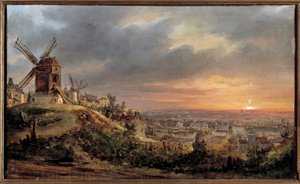 Paris seen from Montmartre. Painting by Louis Jacques Mande Daguerre (1787 - 1851)