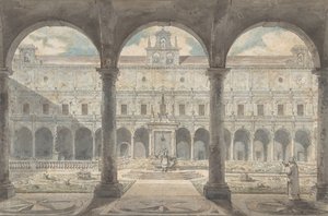 Certosa di San Martino的回廊，那不勒斯，约1777-1779。 作者 路易·简·德斯普雷斯
