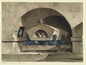 带有狮身人面像和猫头鹰的埃及风格墓穴 作者 路易·简·德斯普雷斯