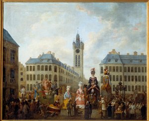 杜埃大手套的家族。 路易斯·约瑟夫·华托 (Louis Joseph Watteau di Watteau de Lille) 的绘画 (1731-1798)