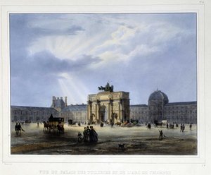 杜乐丽宫和卡鲁塞尔凯旋门--载于阿努特的《1837年的巴黎》。