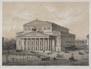 Bolchoi - 莫斯科大剧院，由Jacottet, Louis Julien (1806-?)创作。平版印刷 作者 路易斯·朱利安·贾科特（Louis Julien Jacottet）