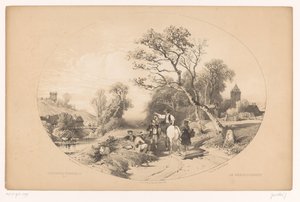 骑手询问路况信息
Le renseignement（物品上的标题）
风景如画的散步（系列标题）
风景如画的散步路（对象上的系列标题） 作者 路易斯·朱利安·贾科特（Louis Julien Jacottet）