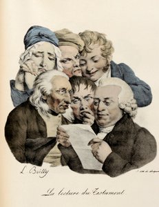 路易斯-利奥波德-布依的《读遗嘱》雕刻（Louis Leopold Boilly 作者 路易斯·利奥波德·博伊