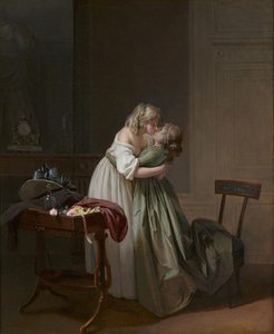 两位年轻女子亲吻两位年轻女子亲吻，大约1790-1794年。