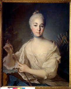 女伯爵 A. Vorontsova（1743-1769 年）的肖像。路易-托克（1696-1772 年）的画作，布面油画，约 1758 年。法国艺术 作者 路易斯·托克