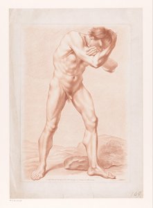 站立的裸体男子双手抱头 作者 Louis Marin Bonnet（归属于）