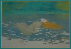 美人鱼（丝绸上的水粉画）